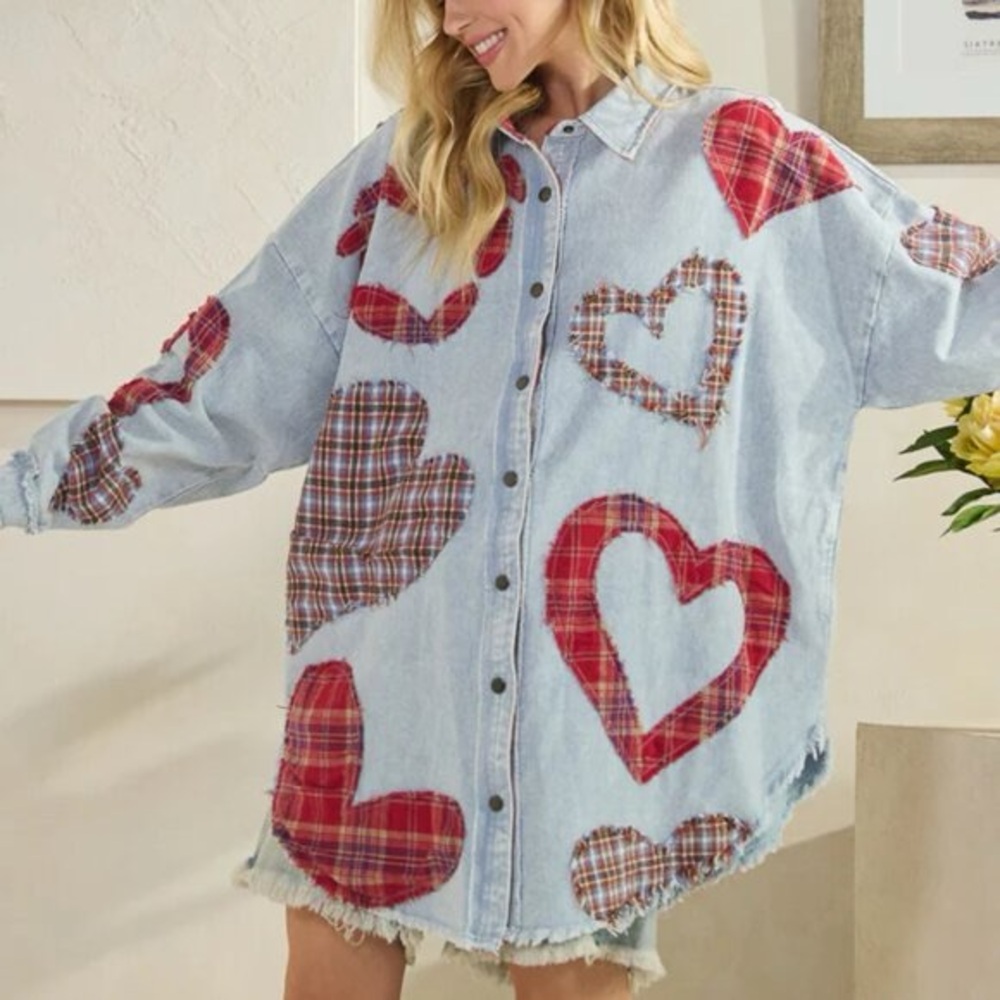 Oli & Hali Heartline Drift Oversized Denim Shirt NWOT